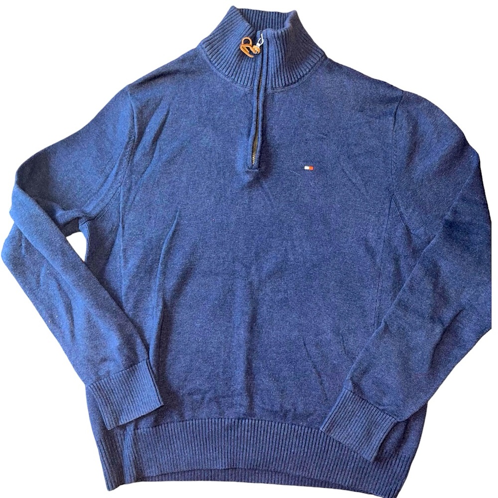 Tommy Hilfiger Quarter Zip Navy Pullover Sweater Size Large